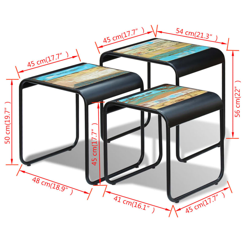 Three Piece Nesting Tables Solid Reclaimed Wood