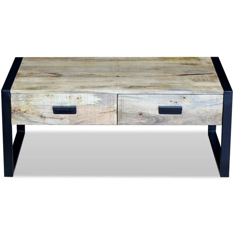 Coffee Table with 2 Drawers Solid Mango Wood 100x60x40 cm