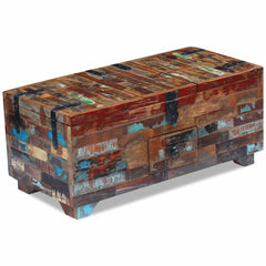 Coffee Table Solid Mango Wood 80x40x35 cm Multicolour