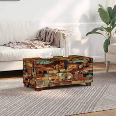 Coffee Table Solid Mango Wood 80x40x35 cm Multicolour