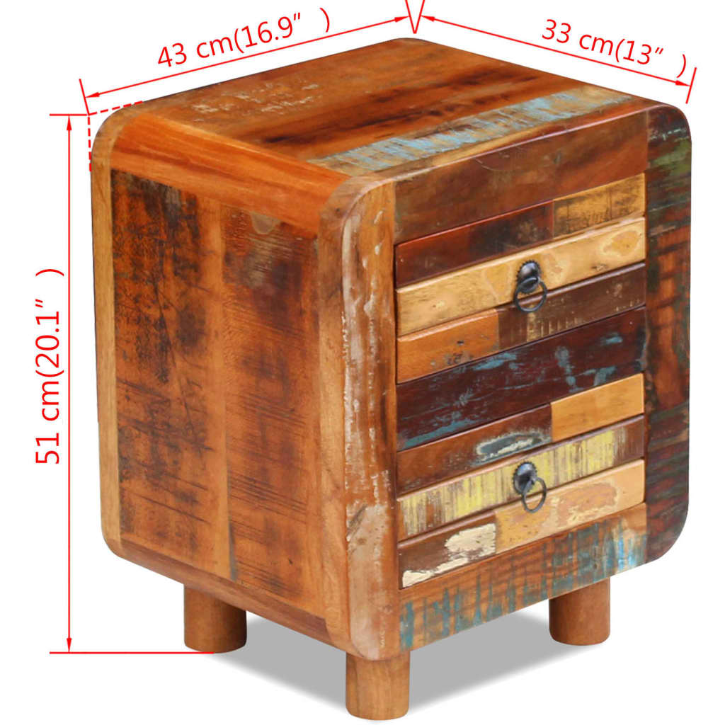 vidaXL Night Cabinet Solid Reclaimed Wood 43x33x51 cm 5