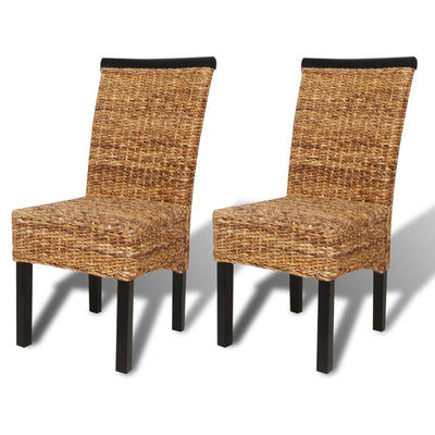 Dining Chairs 2 pcs Abaca and Solid Mango Wood