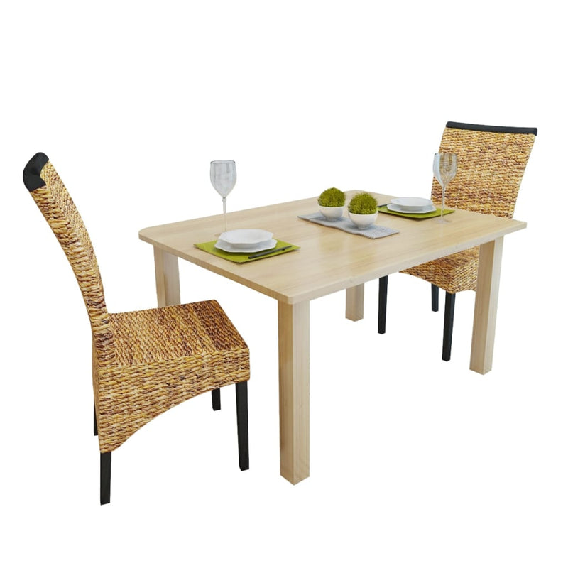 Dining Chairs 2 pcs Abaca and Solid Mango Wood