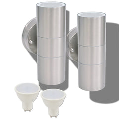 vidaXL Wall Light | Set of 2 | Silver | Stainless steel, glass | Compact 2