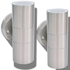 vidaXL Wall Light | Set of 2 | Silver | Stainless steel, glass | Compact 3