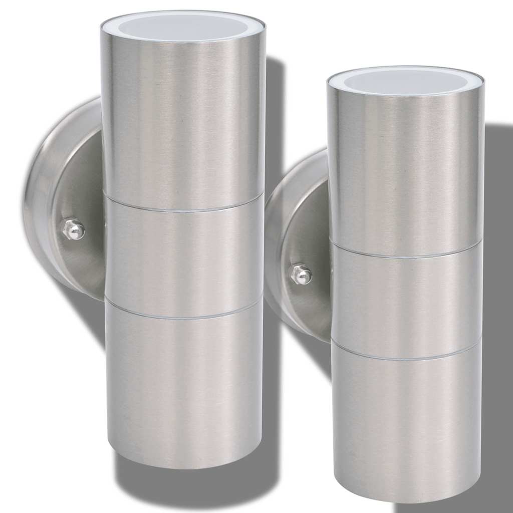 vidaXL Wall Light | Set of 2 | Silver | Stainless steel, glass | Compact 4