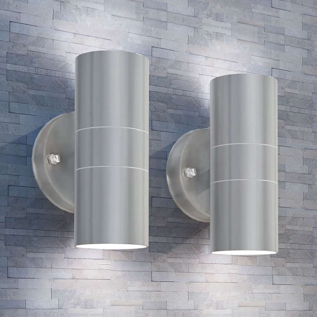 vidaXL Wall Light | Set of 2 | Silver | Stainless steel, glass | Compact 1