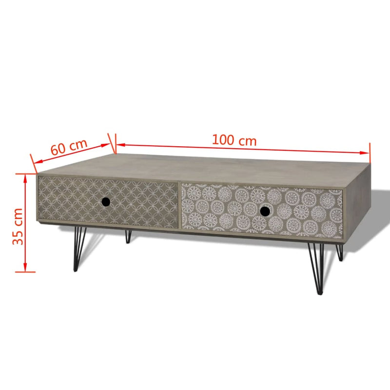 Coffee Table 100x60x35 cm Grey