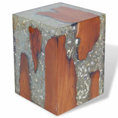 243468 vidaXL Stool Solid Teak Wood and Resin 2