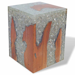 243468 vidaXL Stool Solid Teak Wood and Resin 4