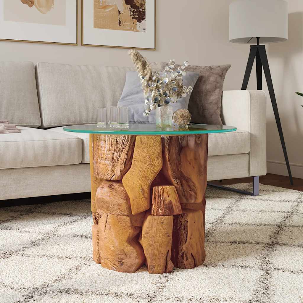 243474 vidaXL Coffee Table Solid Teak Driftwood 60 cm 1