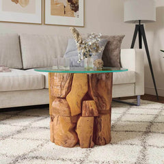 243474 vidaXL Coffee Table Solid Teak Driftwood 60 cm 1
