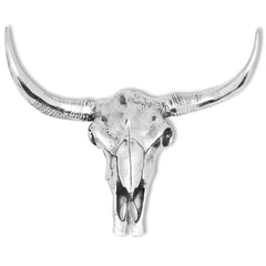 243483 vidaXL Skull Head Decoration Wall-Mounted Aluminium Silver 2