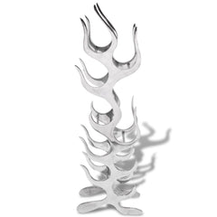 vidaXL Wine Rack Flame Shape Aluminium Silver 9 Bottles 2