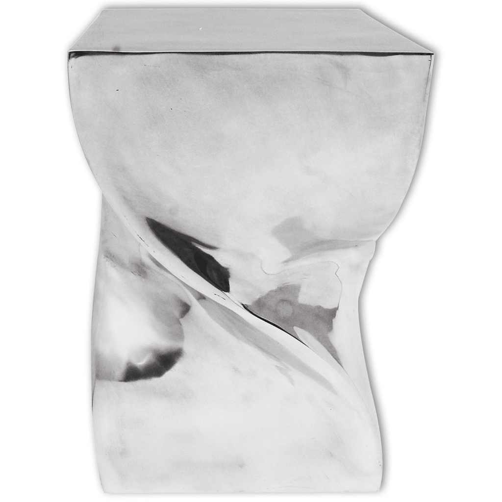243507 vidaXL Stool/Side Table Twisted Shape Aluminium Silver 4
