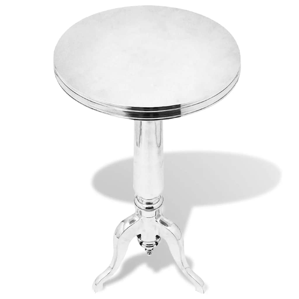 243513 vidaXL Side Table Round Aluminium Silver 2