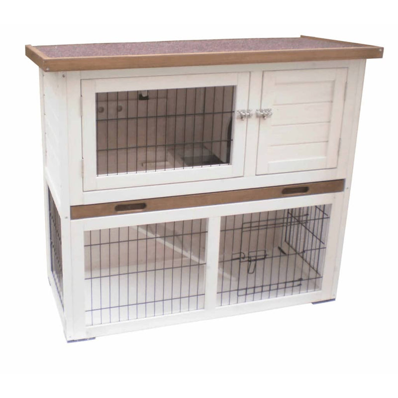 @Pet Rabbit Hutch Kiki White and Brown 92x45x80 cm 20077