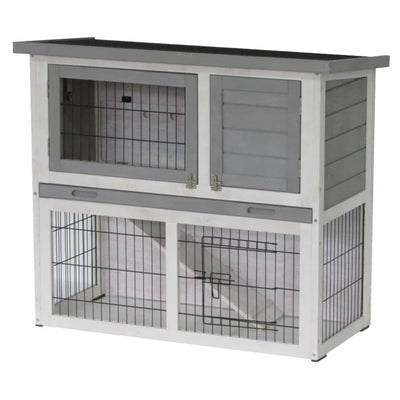 @Pet Outdoor Rabbit Hutch Benji 115x48x92 cm Wood Grey and White