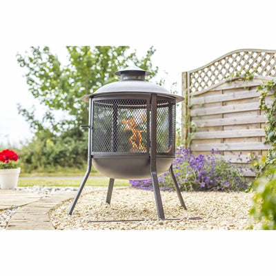 RedFire Fire Pit Kansas Round Black Steel 85019