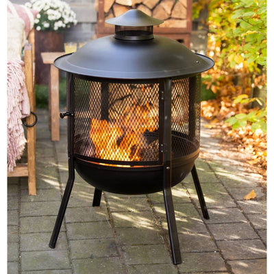 RedFire Fire Pit Kansas Round Black Steel 85019