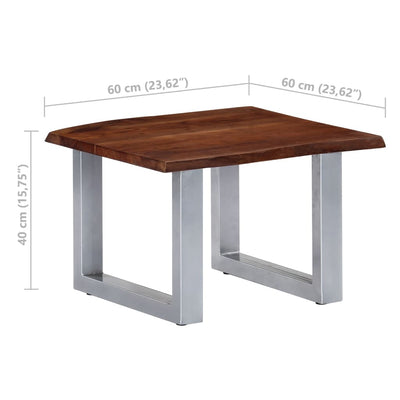 Coffee Table with Live Edges 60x60x40 cm Solid Acacia Wood