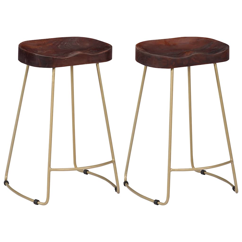 Gavin Bar Stools 2 pcs Solid Mango Wood Width 45 cm Dark brown 62 cm