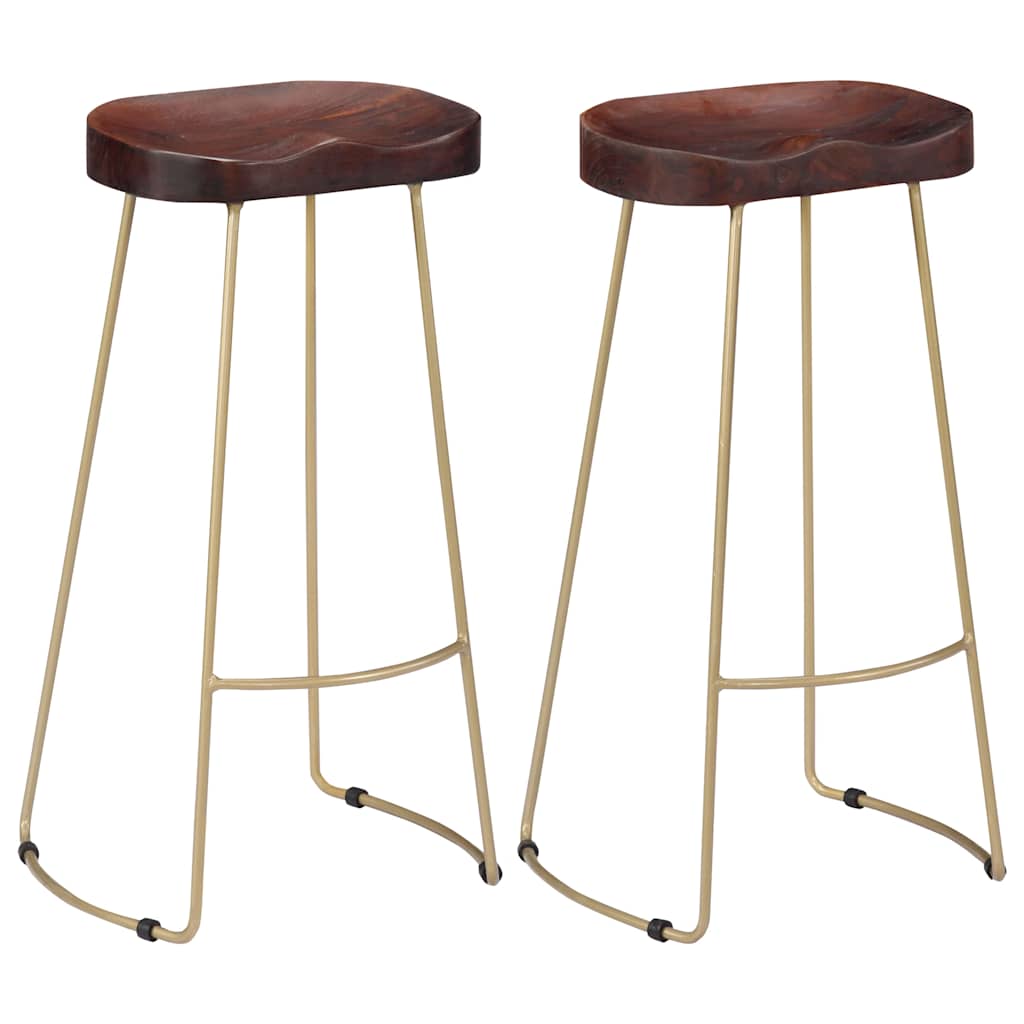 Gavin Bar Stools 2 pcs Solid Mango Wood Width 45 cm Dark brown 78 cm