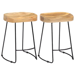 vidaXL Gavin Bar Stools 2 pcs Solid Mango Wood 1