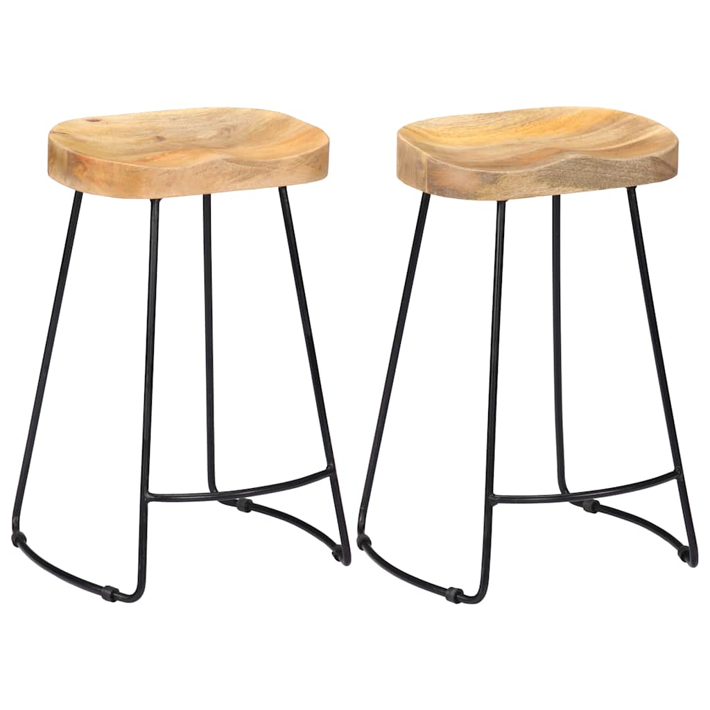 Gavin Bar Stools 2 pcs Solid Mango Wood Width 45 cm Light brown 62 cm
