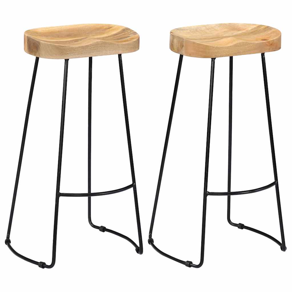 Gavin Bar Stools 2 pcs Solid Mango Wood Width 45 cm Light brown 78 cm