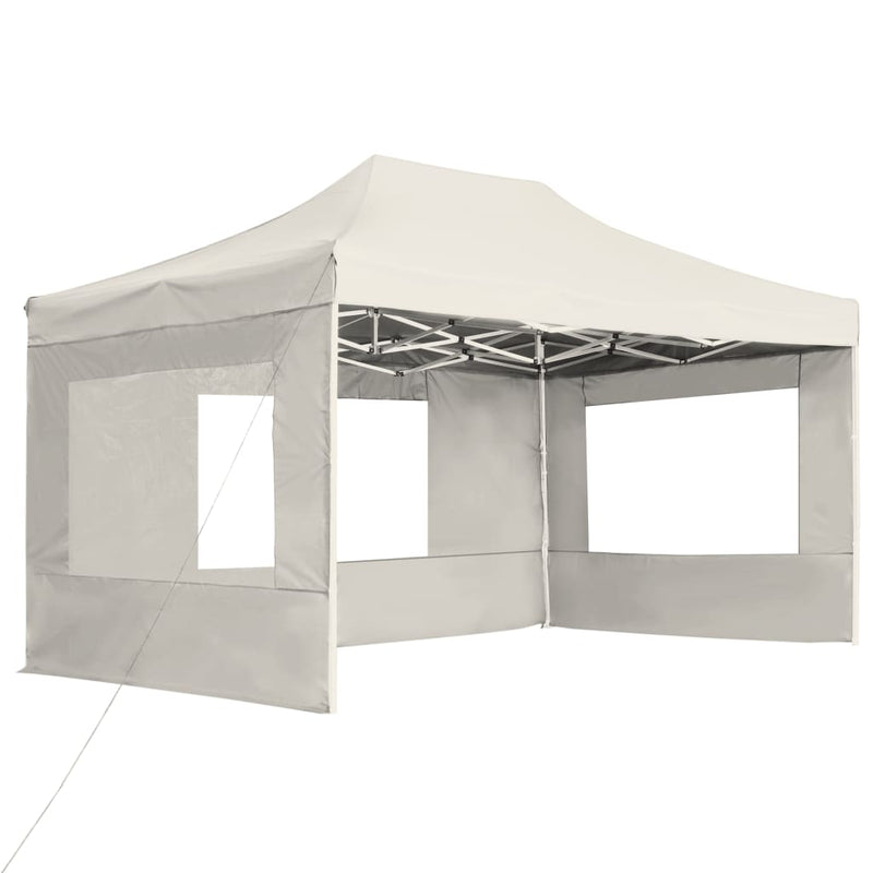 Professional Folding Party Tent with Walls Aluminium 4.5x3 m Cream