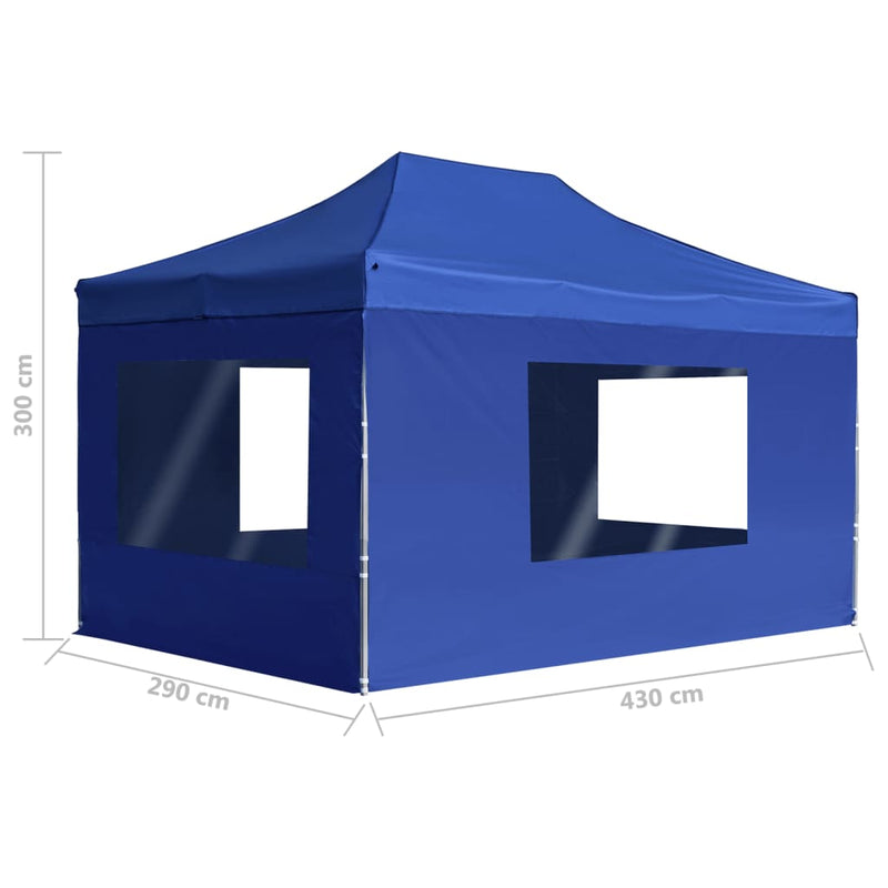 Professional Folding Party Tent with Walls Aluminium 4.5x3 m Blue