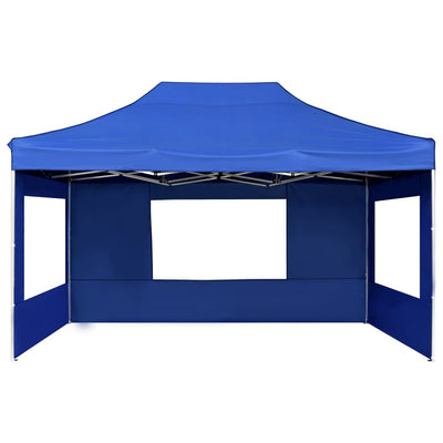 Professional Folding Party Tent with Walls Aluminium 4.5x3 m Blue