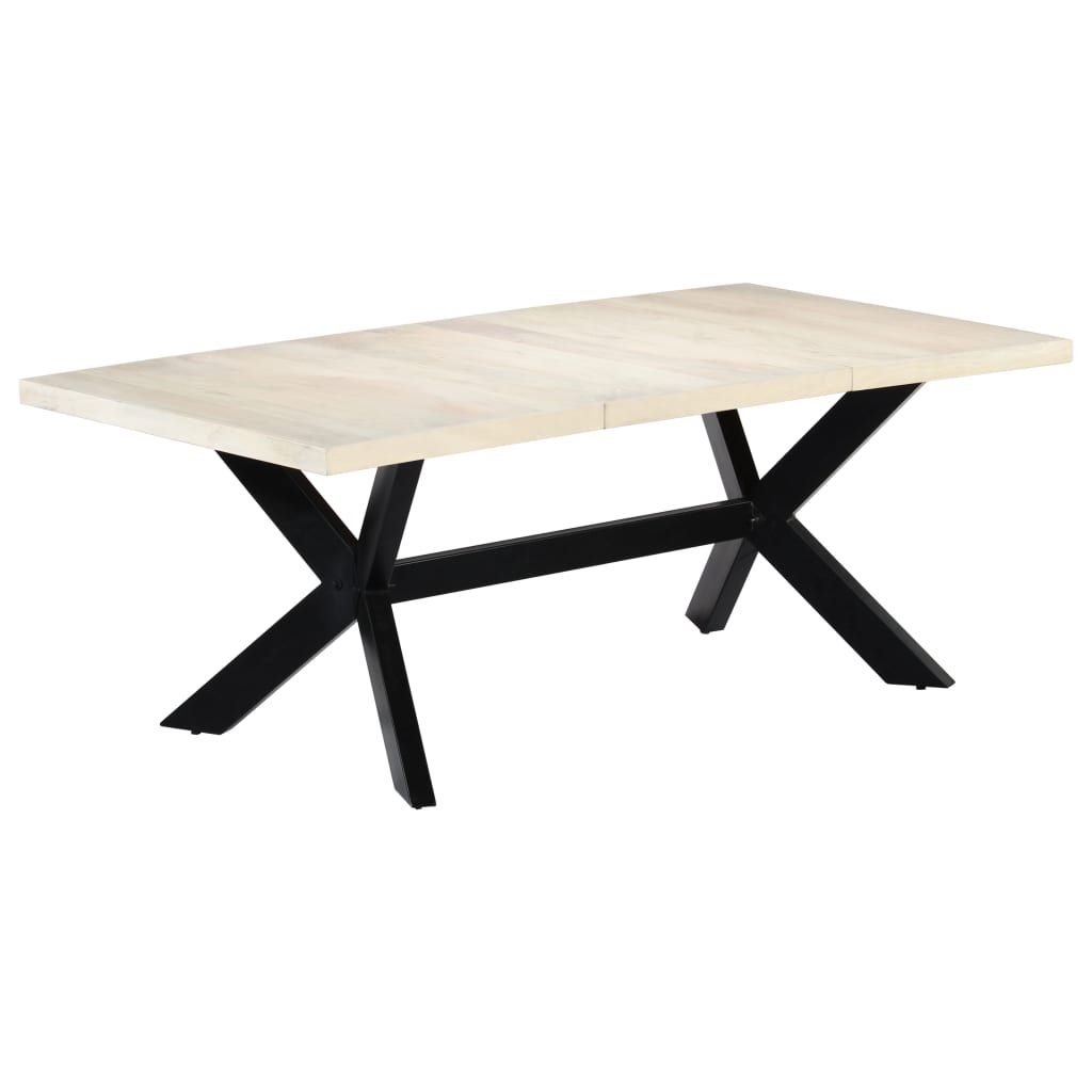 vidaXL Dining Table White 200x100x75 cm Solid Mango Wood 1