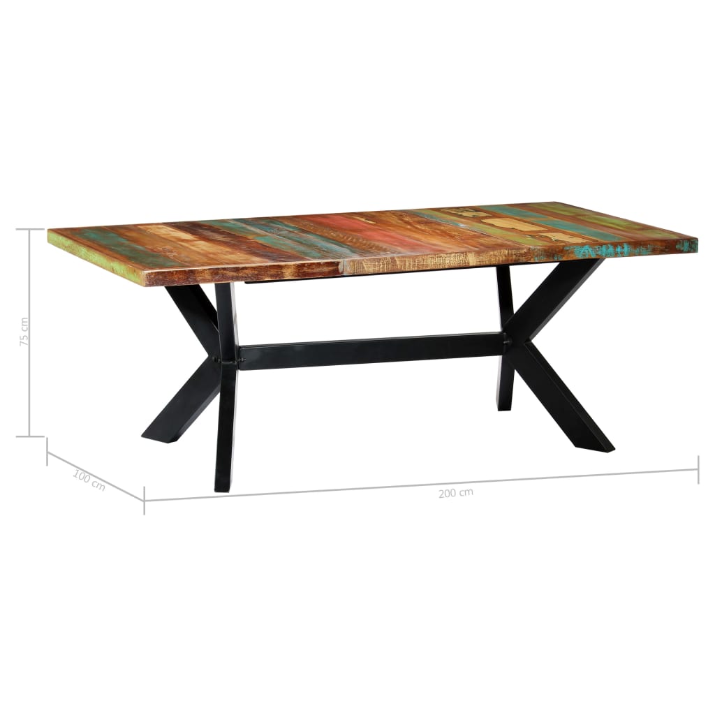 vidaXL Dining Table 200x100x75 cm Solid Reclaimed Wood 5
