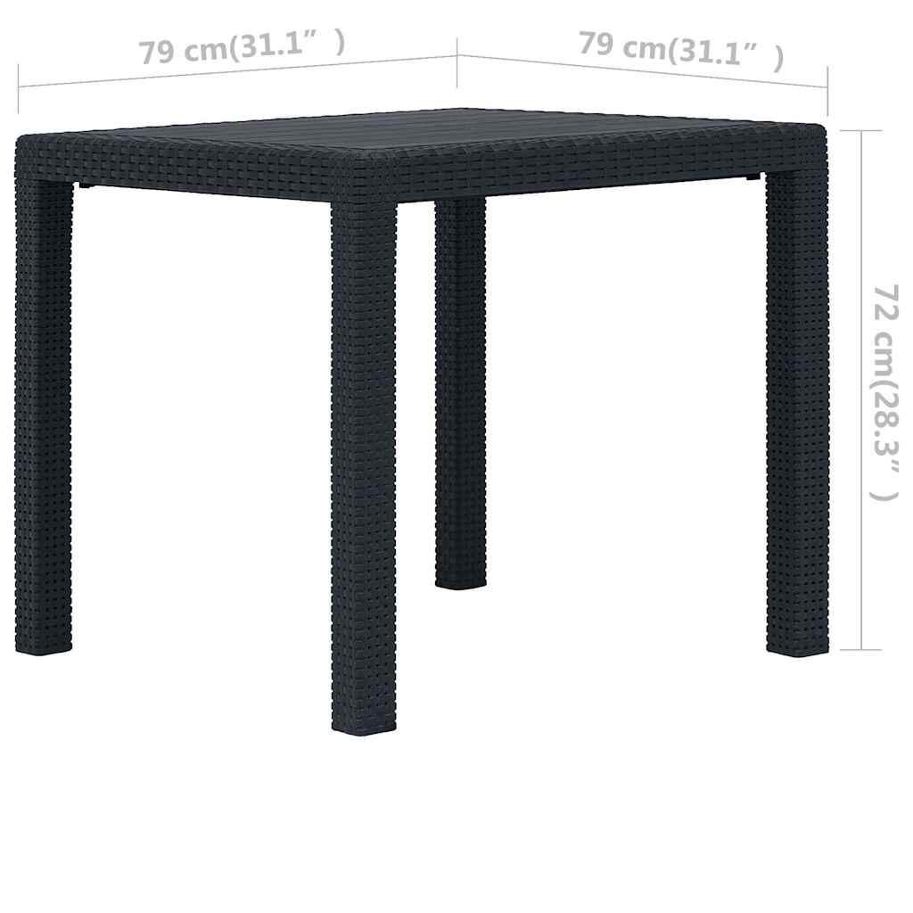 Garden Table Plastic Rattan Look Anthracite 79 cm 79 cm