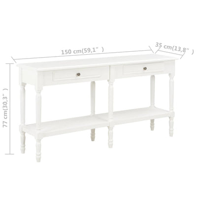 Sideboard White 150x35x77 cm Solid Wood