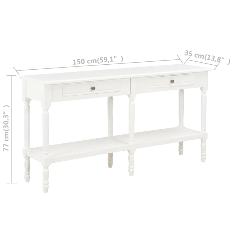 Sideboard White 150x35x77 cm Solid Wood