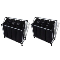 vidaXL Laundry Sorters with Bags 2 pcs Black and Grey 1