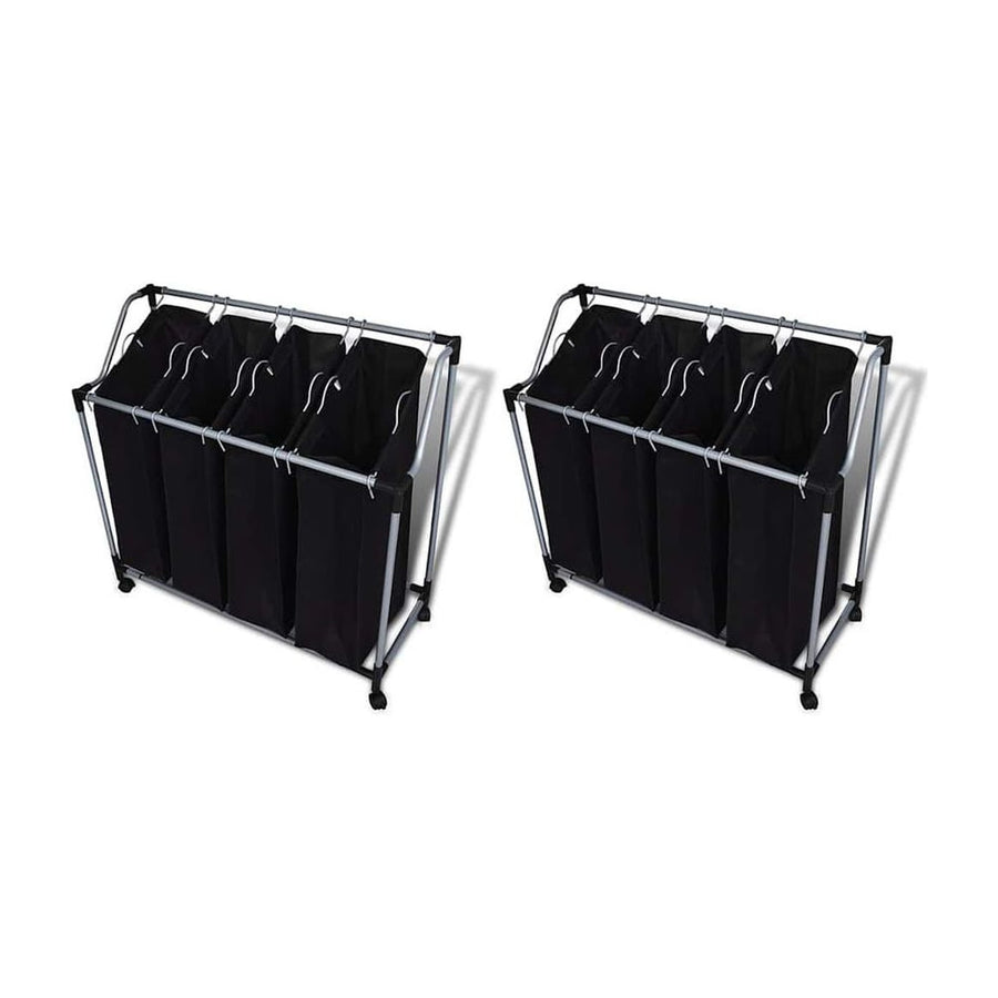 Laundry Sorters with Bags 2 pcs Black and Grey