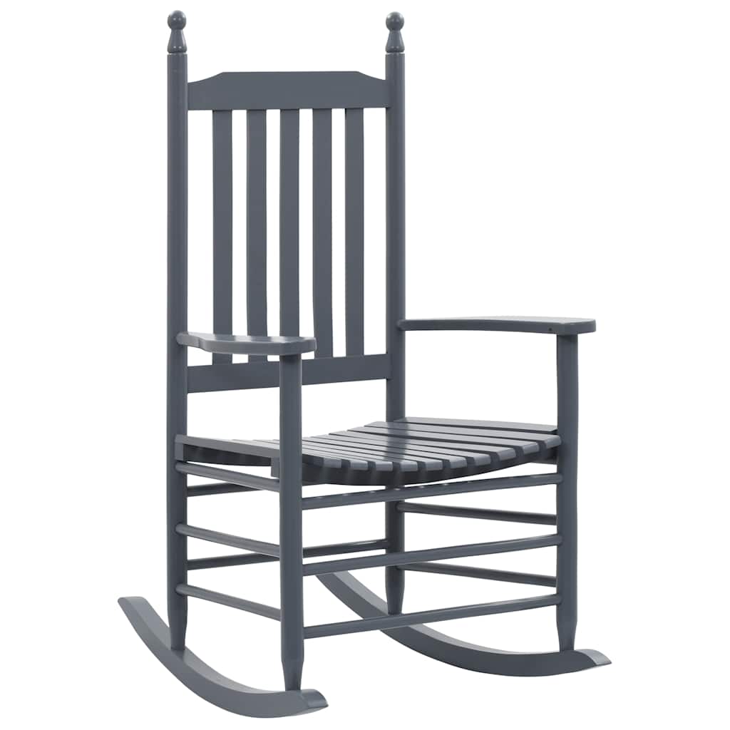 45698 vidaXL Rocking Chair with Curved Seat Grey Poplar Wood 1