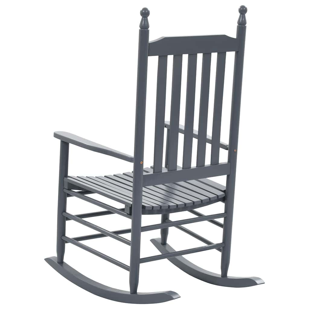 45698 vidaXL Rocking Chair with Curved Seat Grey Poplar Wood 3