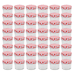 vidaXL Glass Jam Jars with White and Red Lids 48 pcs 110 ml 1