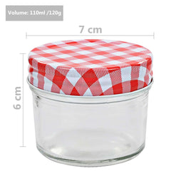 vidaXL Glass Jam Jars with White and Red Lids 48 pcs 110 ml 6