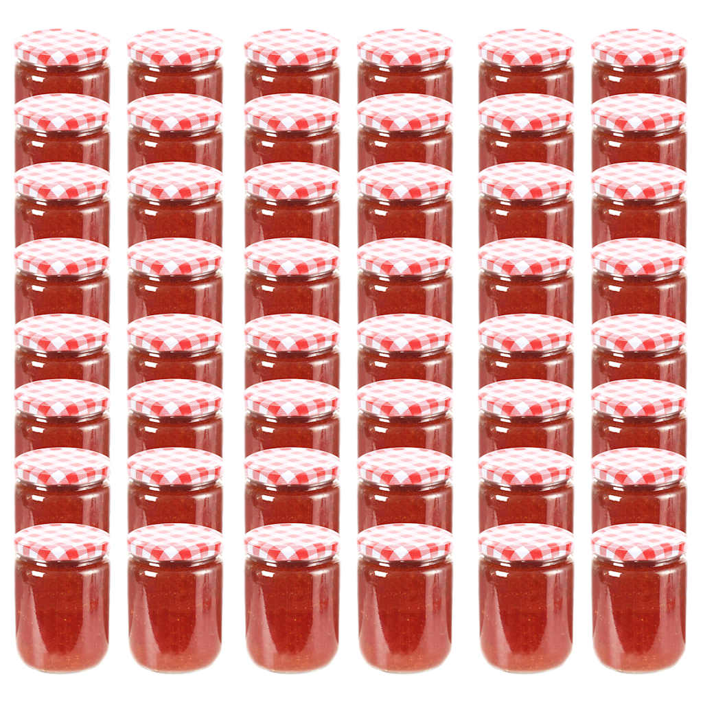 Glass Jam Jars with Lid 230 ml White and red 48
