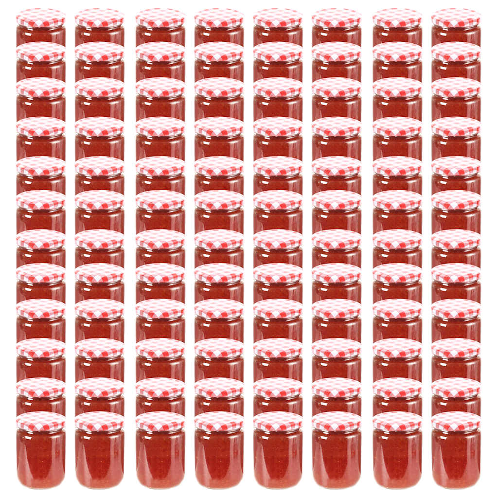 Glass Jam Jars with Lid 230 ml White and red 96