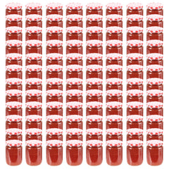 Glass Jam Jars with Lid 230 ml White and red 96