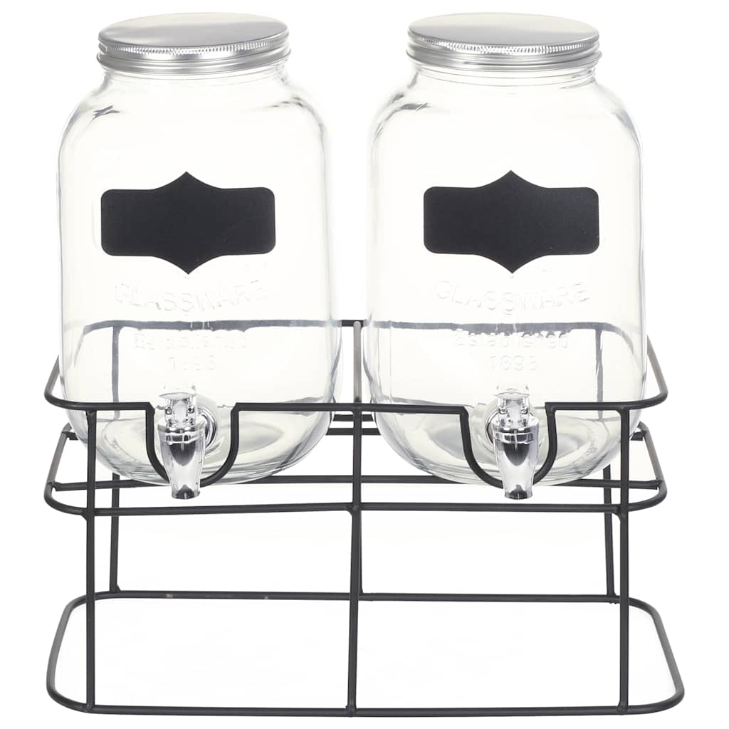 vidaXL Beverage Dispensers 2 pcs with Stand 2 x 4  L Glass 3