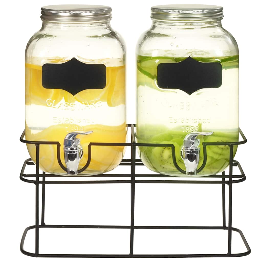 vidaXL Beverage Dispensers 2 pcs with Stand 2 x 4  L Glass 1