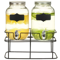 vidaXL Beverage Dispensers 2 pcs with Stand 2 x 4  L Glass 1